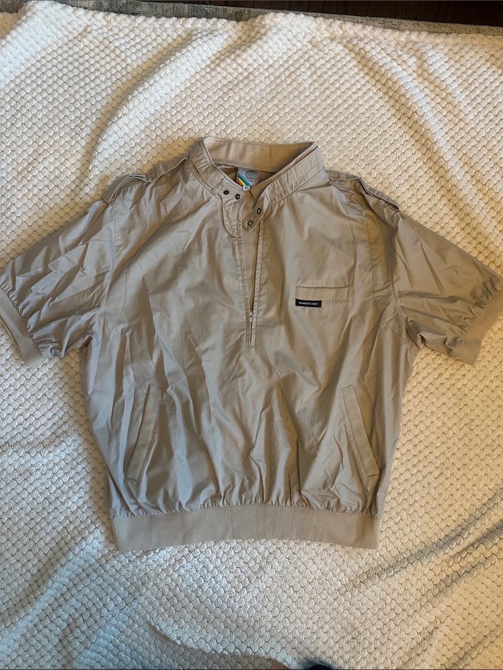 Members Only Light Beige Short-Sleeve Quarter-Zip Pullover